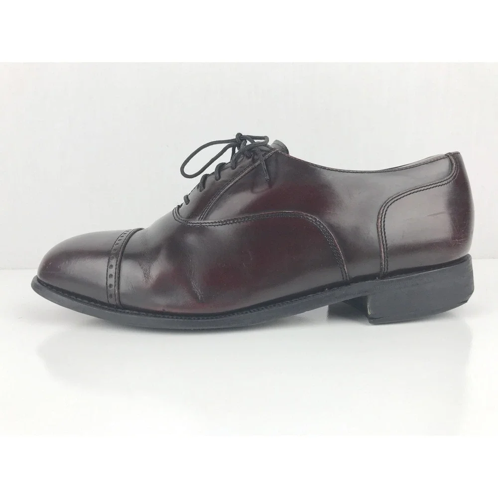 Florsheim Oxford Mens Cap Toe Dress Shoes Leather Dark Brown‎ Lace Up 9.5 EEE